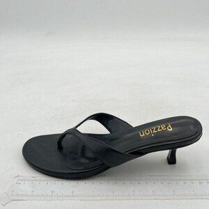 Pazzion Black Flip Flops Open Toe Low Heels Thong Sandals Casual Daily Shoes